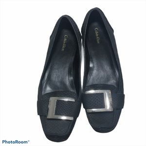 Calvin Klein Monet Matte Snake Loafer Square Toe